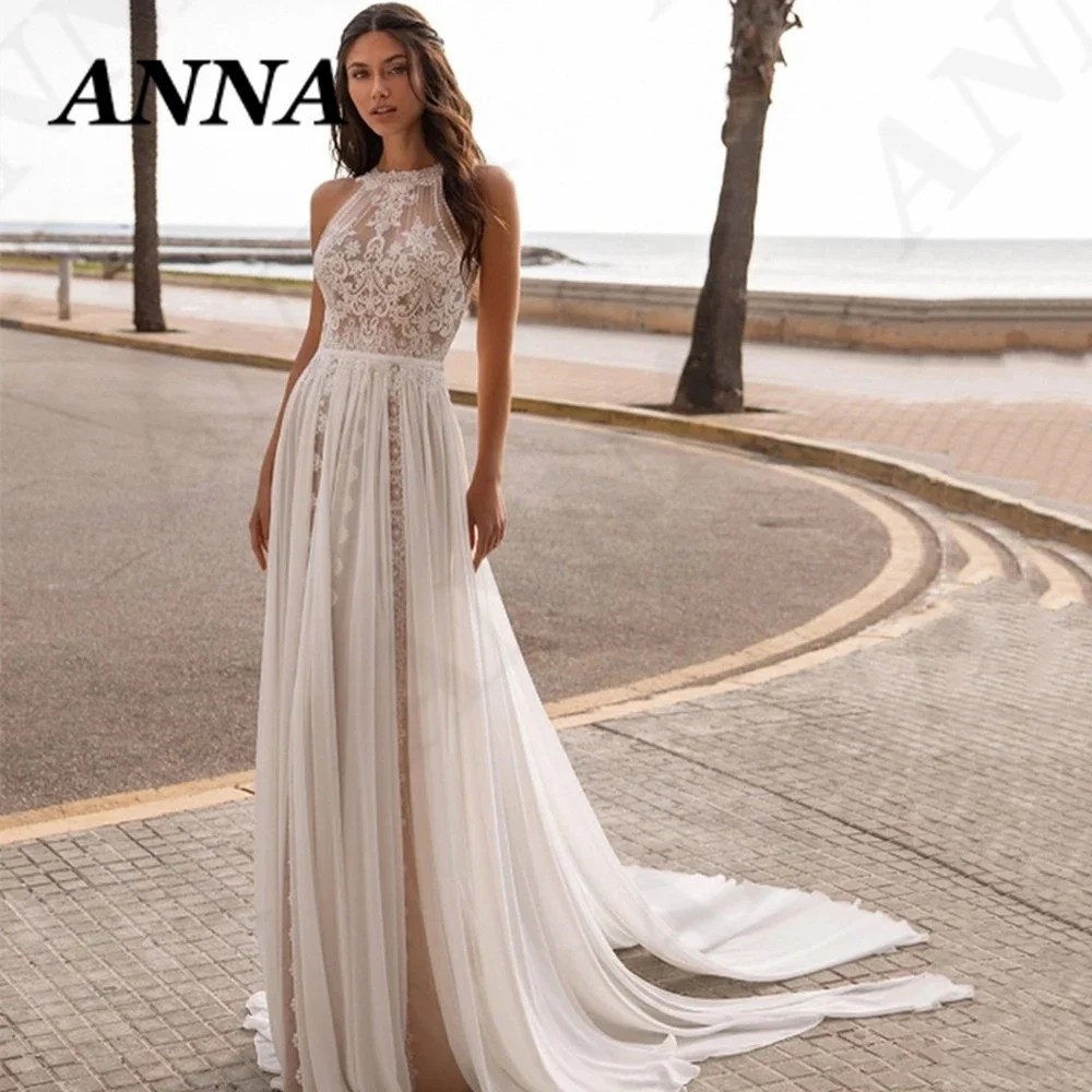 

ANNA-BEAUTY Store Wedding Dresses 2021 Simple Tulle Beach Party Gown Bohemia Robe De Mariée Elegant Vestido De Novia for Women