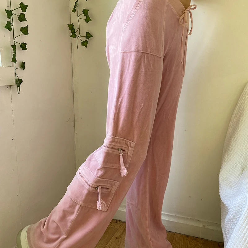 

Casual Velvet Baggy Sweatpants Women Autumn Straight Loose Pants Fashion Brown Long Trousers Cargo Sporty Capris Streetwear