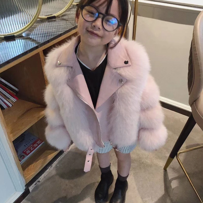 

little girl real kids natural fox fur jacket