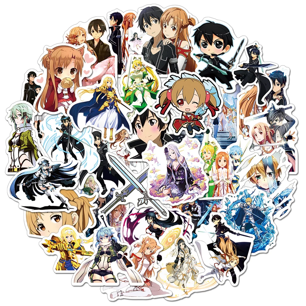 10/50Pcs Sword Art Online Anime Stickers Graffiti for Laptop Luggage Motorcycle Car Bike Skateboard Helmet Hot Game Decals Toys - купить по