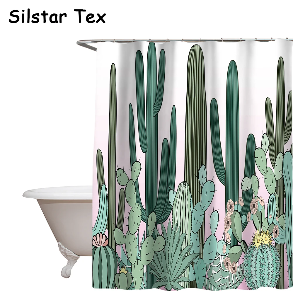 Silstar Tex тропические растения с принтом кактуса занавеска для душа ванной