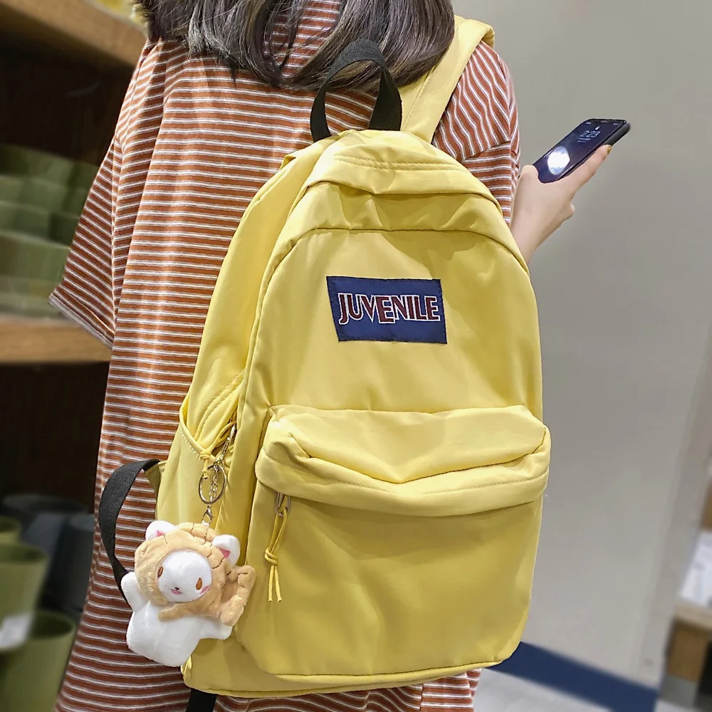 

Ladies Cool Waterproof Student Bag Women Travel Backpack Solid Color Bag Girl Kawaii Female Cute Laptop Fashion College Backpack