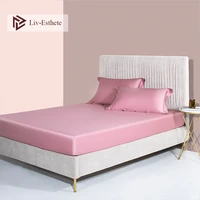liv esthete women 100 cotton pink fitted sheet 5 star standard queen king bed sheet flat sheet with elastic band mattress cover