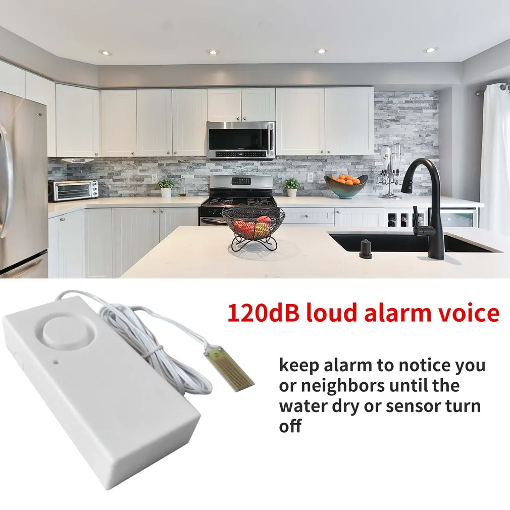 

Water Overflow Leakage Alarm Sensor Detector 120dB Water Level Alarm Home Security Alarm System Work Alone