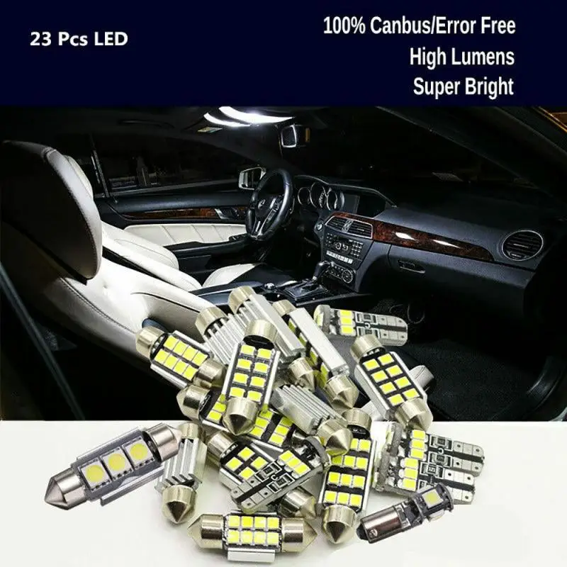 

23Pcs LED T10 5050 Car Light Bulb Interior Dome Trunk License Plate Lamps Kit For Bmw E60 E90 Golf 4 7 LED Lamp Car Light Kit