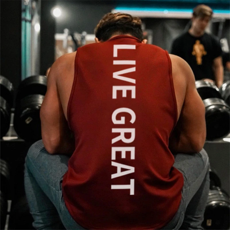 Жилетка мужская Спортивная майка для тренировок в мышцах хлопковая дышащая без