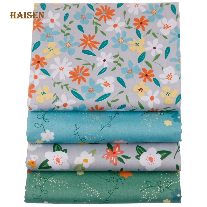 4pcs/lot,Fresh Floral Style,Twill Cotton Fabric Set,Patchwork Cloth,DIY Sewing Quilting Fat Quarters Material For Baby&Child Toy