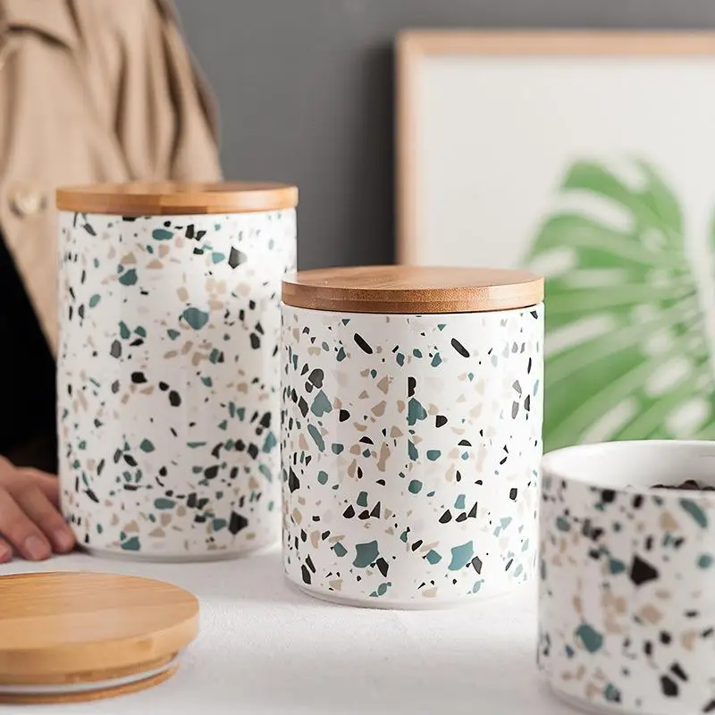 Мраморный узор керамика бутылки для хранения банка Винтаж креативный контейнер
