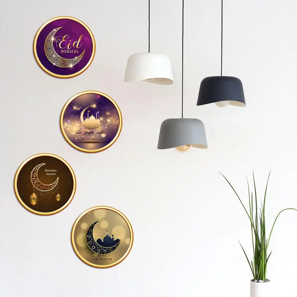 

4Pcs 3D Luminous Ramadan Decoration Painting Waterproof Eid Mubarak Eid Al-Fitr Kareem Muslim Wall Sticker For Living Room Decor