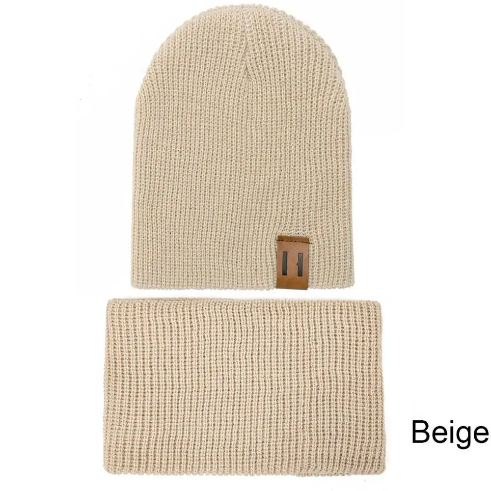 Beige REAKIDS Родитель Ребенок зимняя шапка шарф Набор шапочки детская шапка и снуд теплая шапка для младенца шарф дети шапки шарфы вязаные шапки снуд - Цвет: Beige