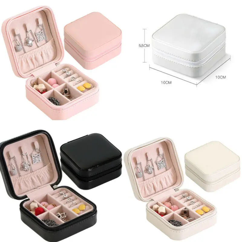 

Portable Travel Jewelry Box Organizer Jewelry Ornaments Storage Case Earring Ring Necklace Storage Box Valentine's Day Gift