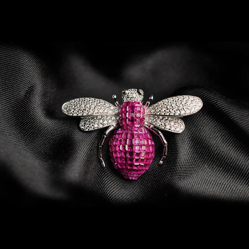 

Невидимый набор розово-Красного цвета брошь в виде пчелы из фианита в форме насекомого ювелирные изделия для женщин