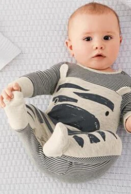 2020 Autumn New baby boy clothes set fashion zebra gray long-sleeved jumpsuit Newborn Babies Rompers+Hat clothing |