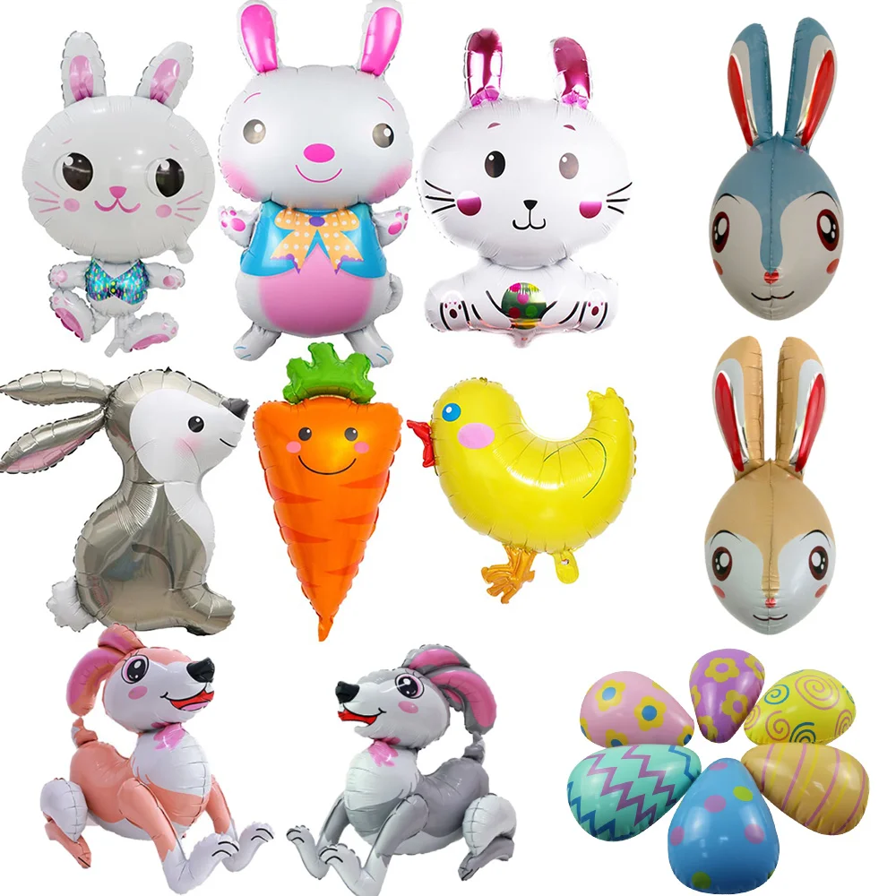 

Easter Balloons Decoration Eggs Inflatable Bunnies Walking Rabbit Carrot Chick Animals Head Helium Foil Balloon Bunny Supplies
