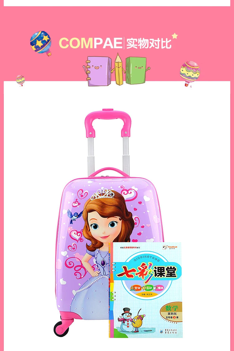 Children's Cartoon Suitcase Child Trolley Case Luggage Kids Schoolbags Travel Suitcase with Wheels 3D 18inch Case Kid's Toys Box