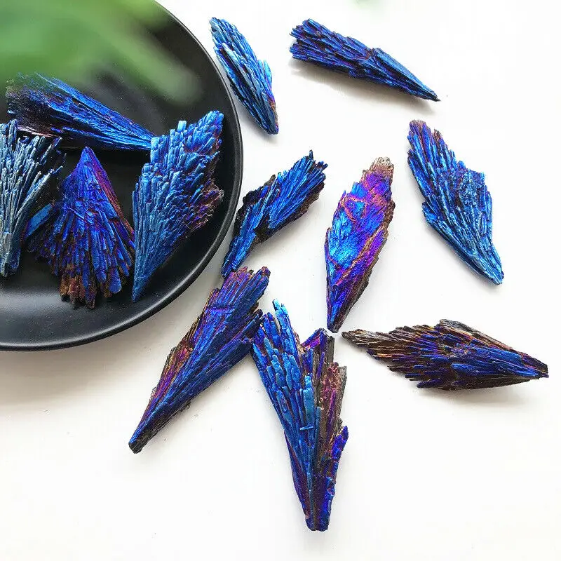 

1 шт., синий титан, черный турмалин, аура, кварцевый кристалл, павлин, хвост, украшения, натуральные кварцевые кристаллы 5-20 г
