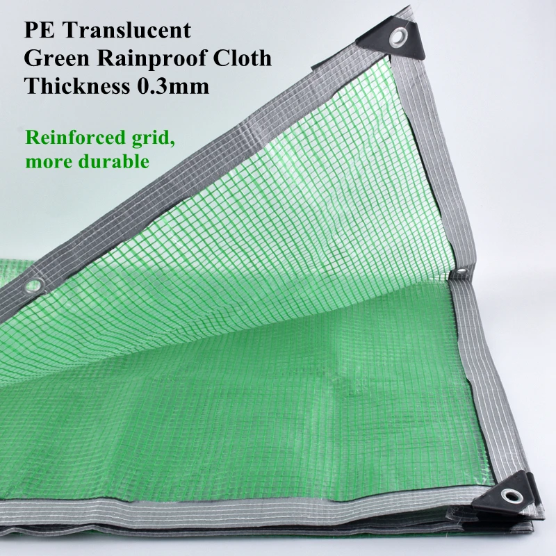 

0.3mm Green PE Rainproof Cloth Reinforced Grid Tarpaulin Greenhouse Plants Keep Warm Sun Shade Sail Pet House Shed Waterproof