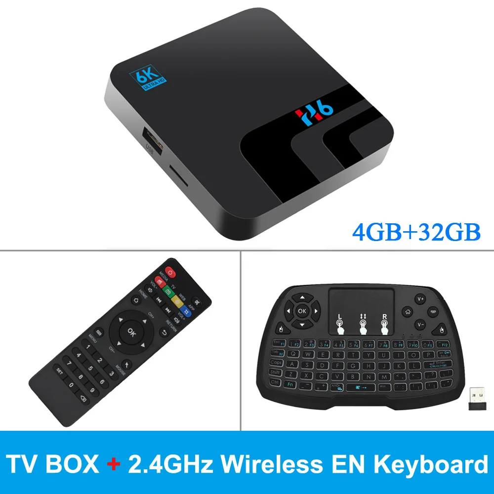 Box add EN Keyboard H6 Android 9,0 Смарт ТВ приставка 4 ГБ/32 ГБ 2,4G WiFi приставка Allwinner H6 UHD 4K медиаплеер 6K HDR 100M USB3.0 H.265 VP9 - Цвет: Box add EN Keyboard
