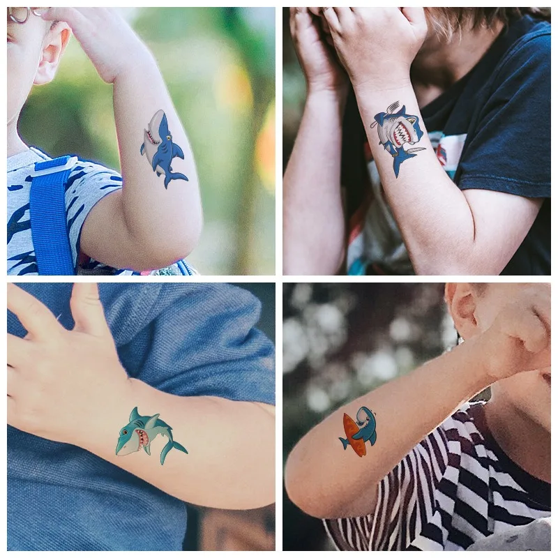 

10pcs/set Temporary Tattoo Sticker Waterproof Shark Tattoo Kids for Boys Girls Long Lasting Fake Tattoo Tatouage Enfant