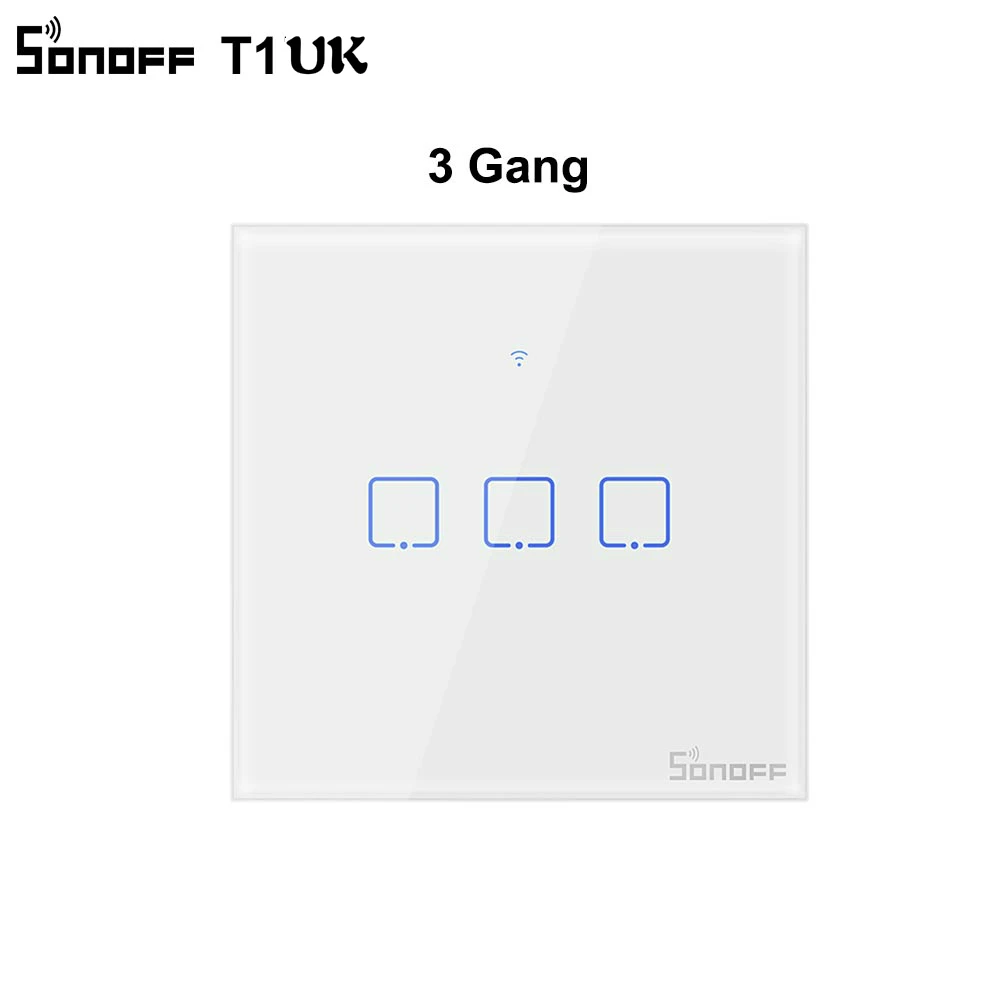 Sonoff T1 UK 3 Gang SONOFF T1 T2 T3 TX Умный дом Wifi сенсорная настенная потолочная лампа с ИК датчиком-выключателем US/UK/EU 433 RF/Voice/APP control с Alexa Google Home - Цвет: Sonoff T1 UK 3 Gang