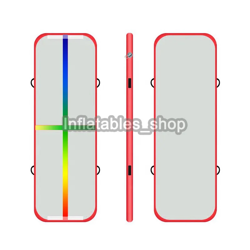 rainbow red Воздушный трек акробатика коврик для занятий гимнастикой, надувные Airtrack коврики с электрический воздушный насос для дома Применение Чирлидинг Training - Цвет: rainbow red