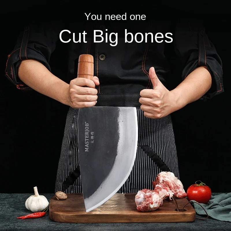 

Кованый бойный нож из высокоуглеродистой стали, нож для резки костей, утолщенный нож для резки костей, кухонный нож ручной ковки из утолщенн...