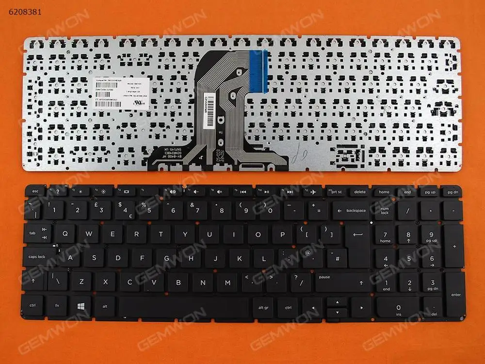Сменная Клавиатура для ноутбука HP Pavilion 15-AC 15-AF 250 G4 255 черная (без рамки без фольги