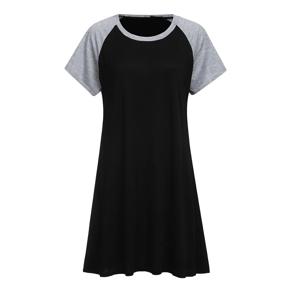 

2021 New Summer Maternity Pajama Women Maternity Short Sleeve Splicing Color Nursing Breastfeeding Dress