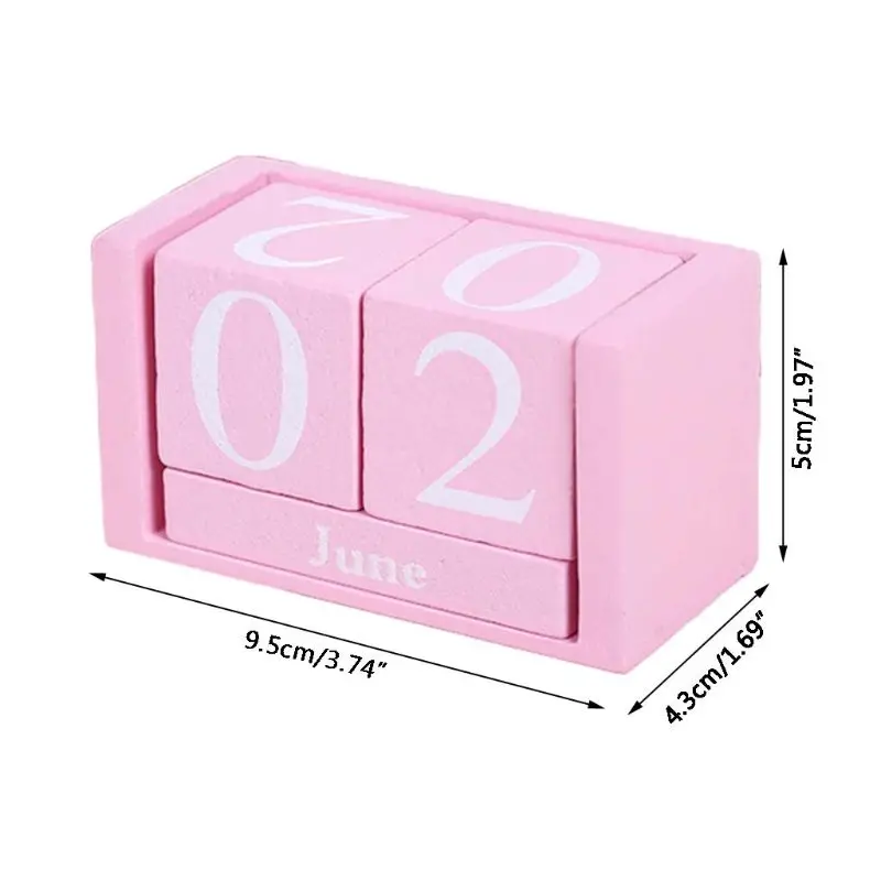 

Vintage Wooden Perpetual Calendar Eternal Blocks Month Date Display Desktop Accessories Photography Props Home Office Decoration
