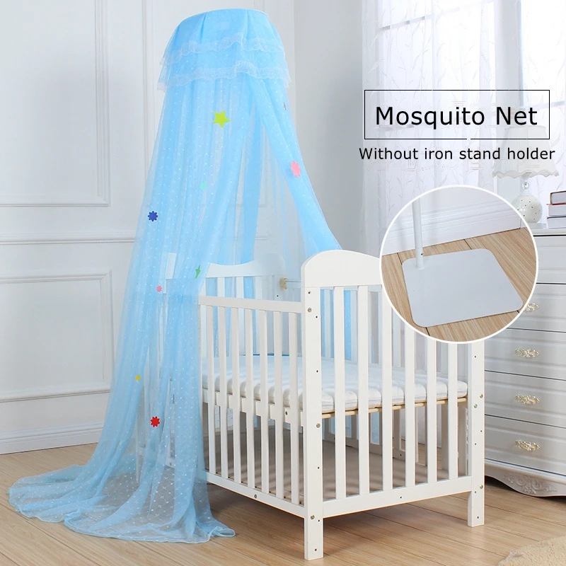 

Baby Crib Mosquito Net Canopy Tent Lace Jaquard Netting For Cradle Without Iron Support Stand Holder Kids Room Decoration