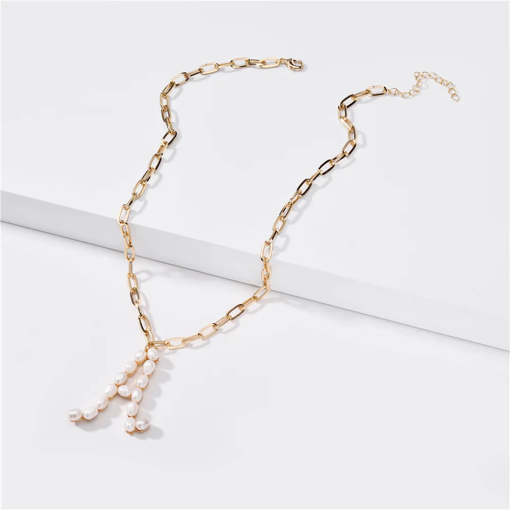 Большой натуральный пресноводный жемчуг ожерелье с буквенным принтом