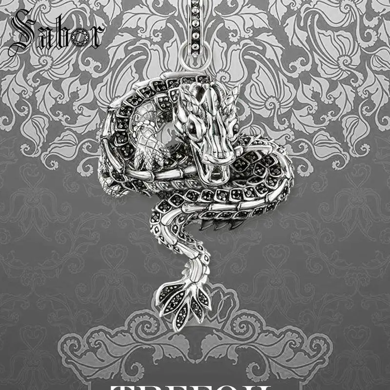 Черные Подвески с CZ драконом модные ювелирные изделия серебряный цвет стимпанк