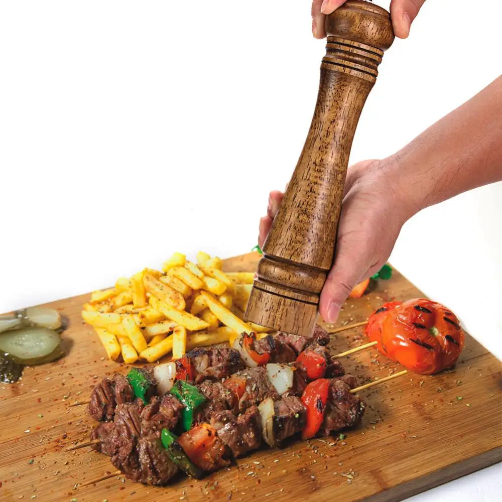 

Wood Salt and Pepper Mill Set, Pepper Grinders, Salt Shakers with Adjustable Ceramic Rotor-5/8/10 inches