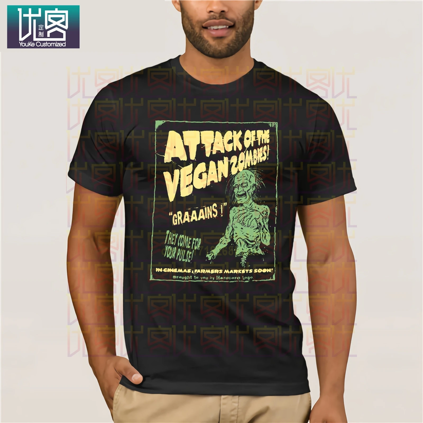 Футболка для вегетарианцев с атакой зомби крутая забавная Мужская рубашка