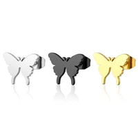 1 pair 0 8mm butterfly shape titanium steel stud earrings for men and women pop hip hop ear jewelry
