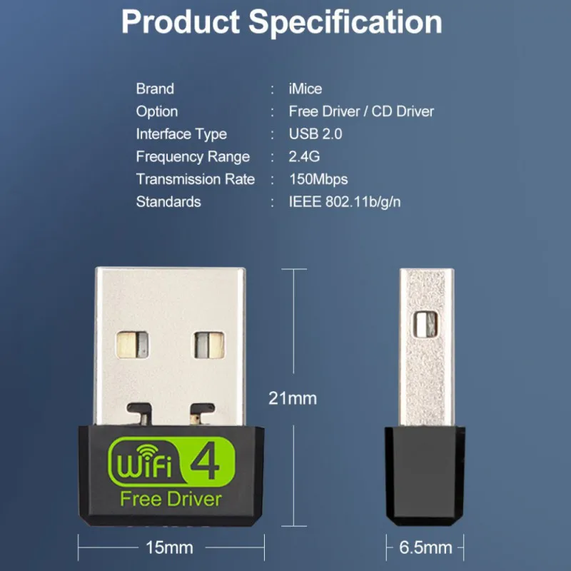 2.4GHz Mini USB Wifi Adapter 150Mbps Ethernet Dongle Network Card Antena Wi-Fi Receiver Free Driver For PC Laptop | Компьютеры и офис