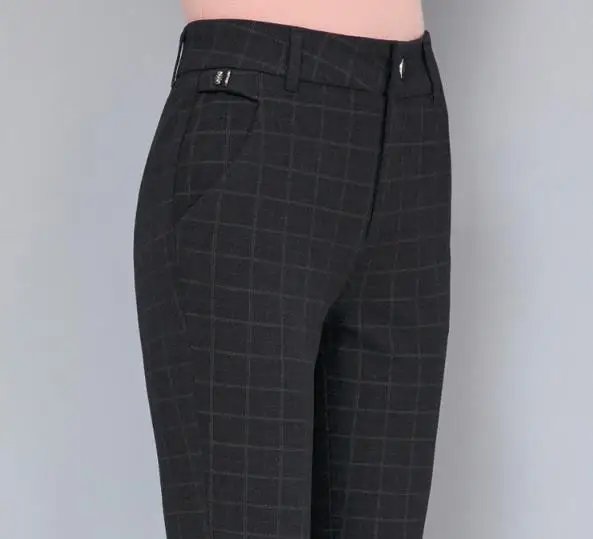 Popular Plaid Высококачественные Женские клетчатые брюки полной длины с высокой талией весна/осень уличная одежда фитнес брюки размера плюс 3XL 4XL 5XL 6XL - Цвет: Popular Plaid
