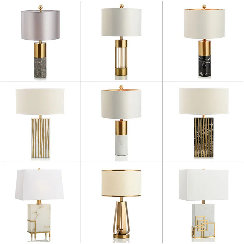 Мраморная настольная лампа прикроватный светильник для спальни в стиле
