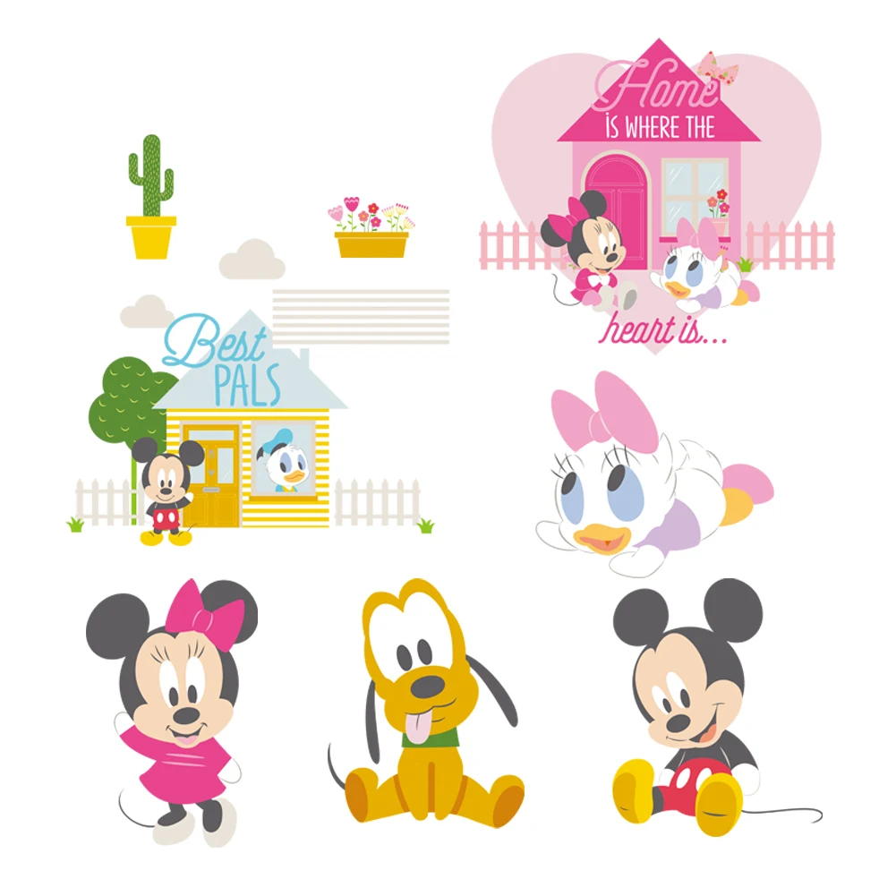cartoon mickey minnie mouse pluto duck wall stickers for kids rooms home decor disney wall decals pvc mural art diy posters - Цвет: MQ039