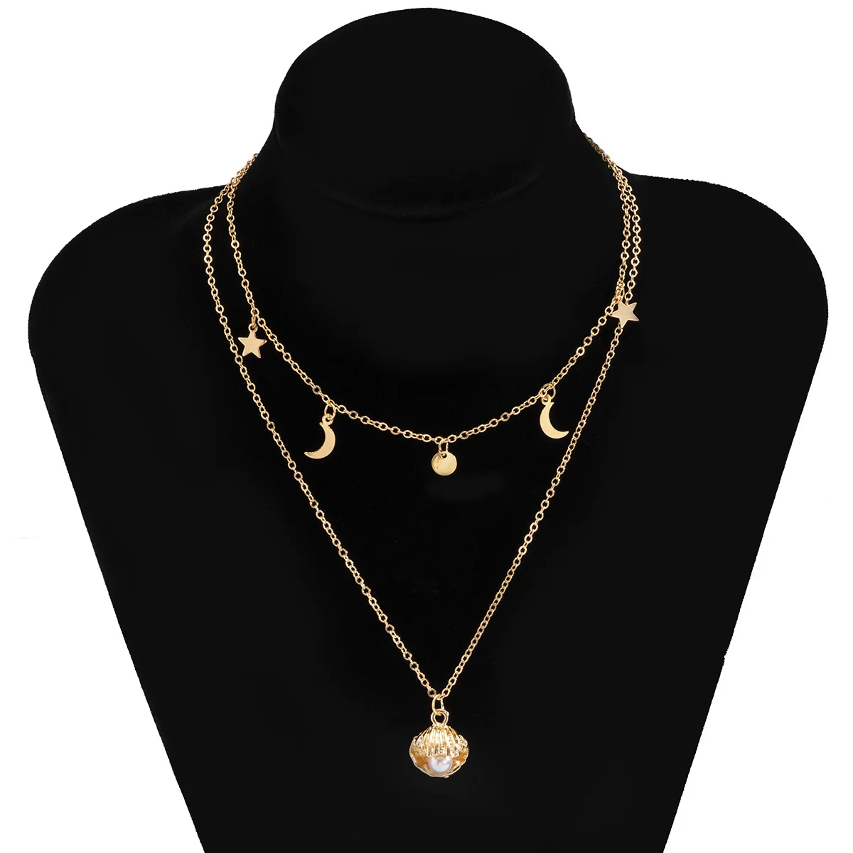 

YOUVI Bohemia Chain Necklace Simple Design Moon Circle Tassel Pedant Necklace for Women's Neck Chain Elegant Pearl Sell Choker