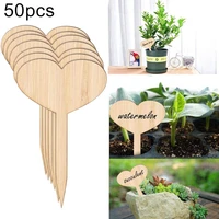 50pcs bamboo heart oval vegetables plant labels tags garden nursery pots markers