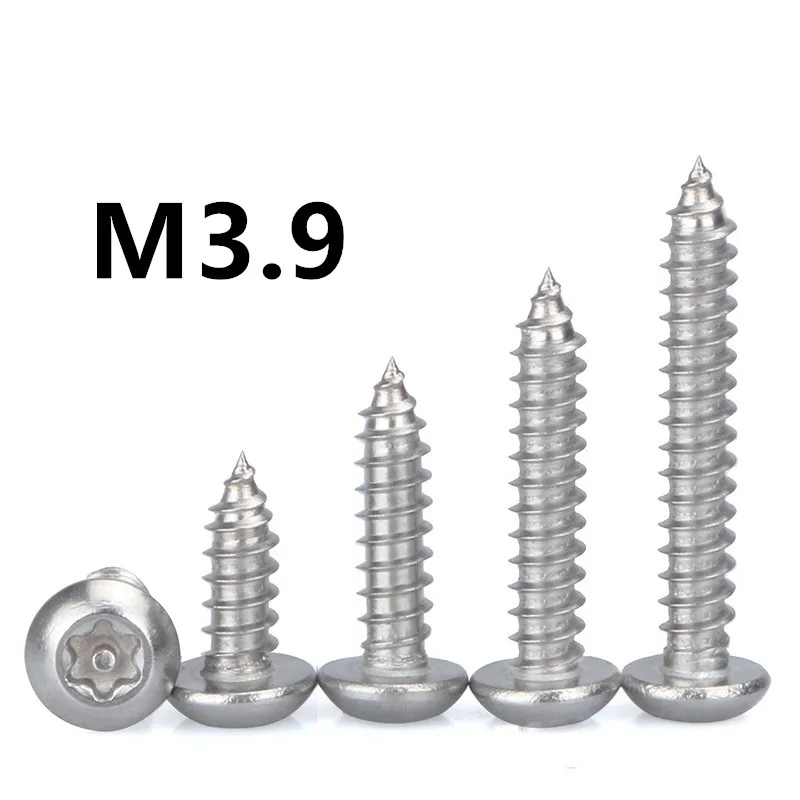 

50PCS M3.9x9.5/13/16/19/32mm GB2670.1 stainless steel Pan head Round heads Plum blossom Anti-theft with post Self-tapping screws