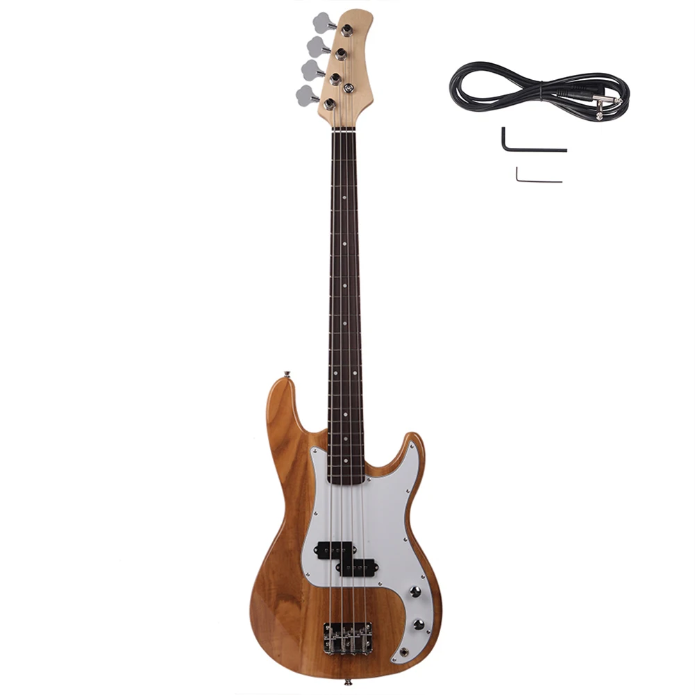 

4 String Black Burly Wood Electric Bass Guitar 43 inch High Gloss Acustica Bass Guitarra with Free Bass Bag with a little dent
