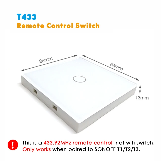 T433 switch white Sonoff WiFi Smart Touch Выключатель света T1 ЕС 1 2 Gang Ewelink App/RF 433/голос Управление выключатель света Поддержка Alexa Google дома - Цвет: T433 switch white