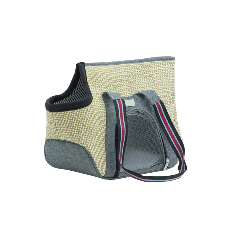 Переносная сумка на одно плечо для домашних животных льняной пляжный Плетеный