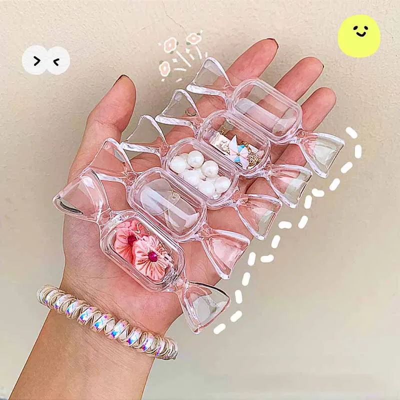 

10Pcs/lot Transparent Plastic Jewelry Bead Storage Box Small Creative Candy Shaped Earing Necklace Container Jar Organizer Boxes