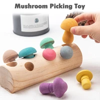 wooden building blocks montessori educational toys mushroom picking game baby toys concentration training rainbow gift for kids