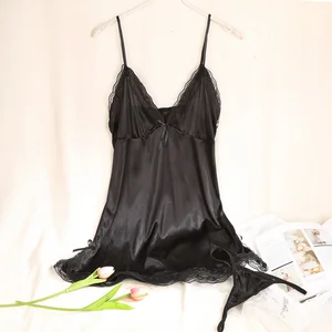 Ночная рубашка женская, шелковая, атласная, с глубоким V-образным вырезом