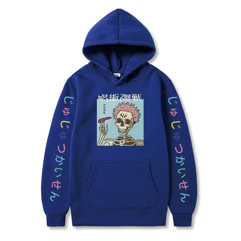 

Kawaii Japanese Anime Jujutsu Kaisen Hoodies Men cute Cartoon Winter Warm Yuji Itadori Graphic Harajuku Sweatshirts Male skull