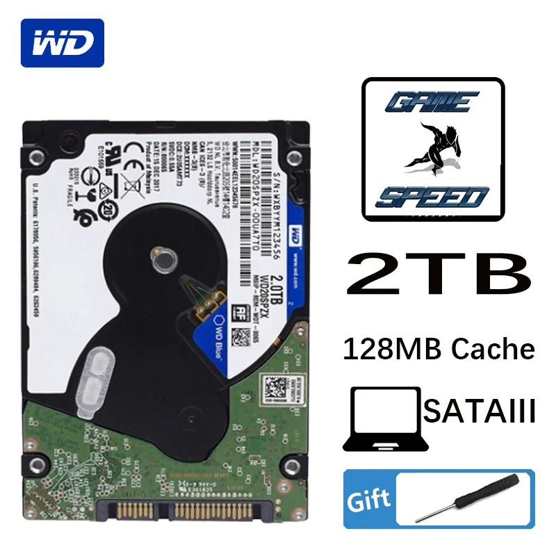 WD Blue жесткий диск 2 5 &quotSATA III внутренний 2000 Гб HDD HD 6 8 128 м 7 мм 5400 об/мин для ноутбуков